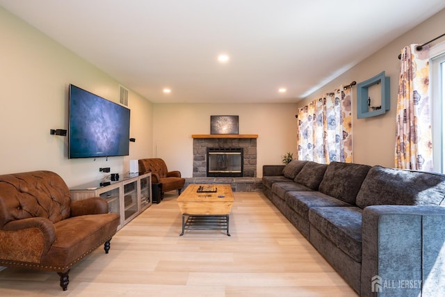 10 Chelsea Ct, South Brunswick, NJ 08810 - living room with light wood-style flooring, recessed lighting, and a fireplace