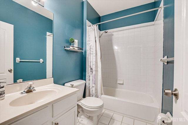 822 Dominick Ct, South Plainfield, NJ 07080 - full bathroom with vanity, shower / tub combo, toilet, and tile patterned floors