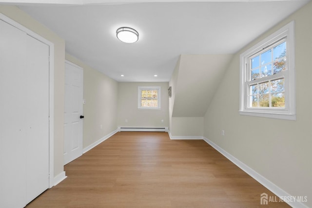 651 Myrtle Rd, North Brunswick, NJ 08902 - bonus room with a baseboard radiator, healthy amount of natural light, light wood finished floors, baseboards, and recessed lighting