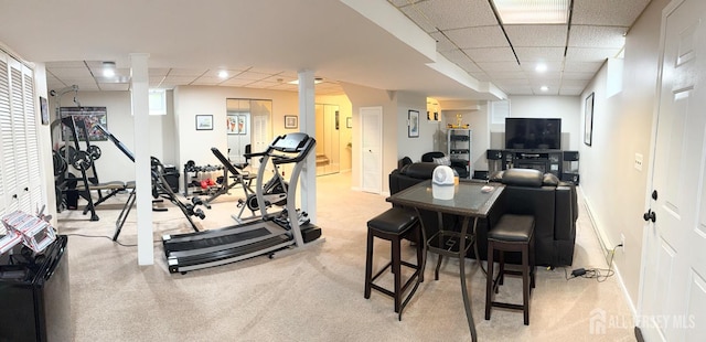 23 Prospect St, Old Bridge, NJ 08857 - workout area with a drop ceiling and carpet