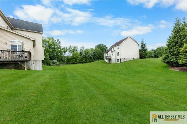 6 Monet Ct, South Brunswick, NJ 08852 - view of green lawn with a wooden deck