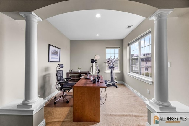 6 Monet Ct, South Brunswick, NJ 08852 - office space featuring ornate columns, recessed lighting, and arched walkways