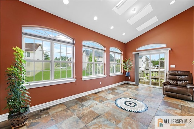 6 Monet Ct, South Brunswick, NJ 08852 - sunroom with a skylight, lofted ceiling, and healthy amount of natural light