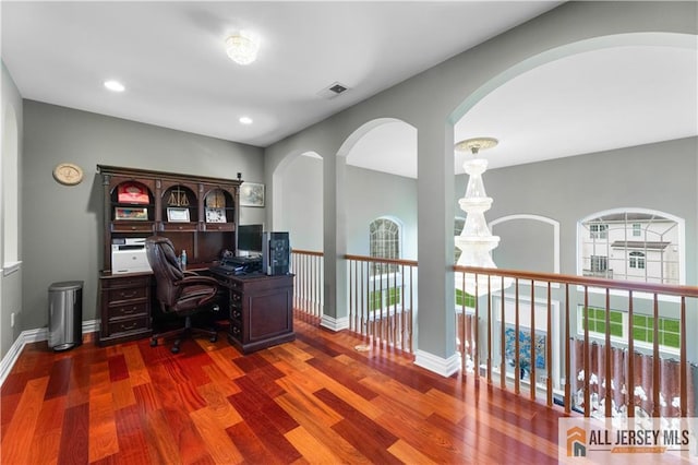 6 Monet Ct, South Brunswick, NJ 08852 - office space featuring wood finished floors, arched walkways, and recessed lighting
