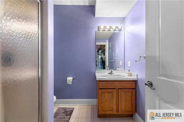 6 Monet Ct, South Brunswick, NJ 08852 - bathroom featuring vanity, tile patterned floors, and a shower stall