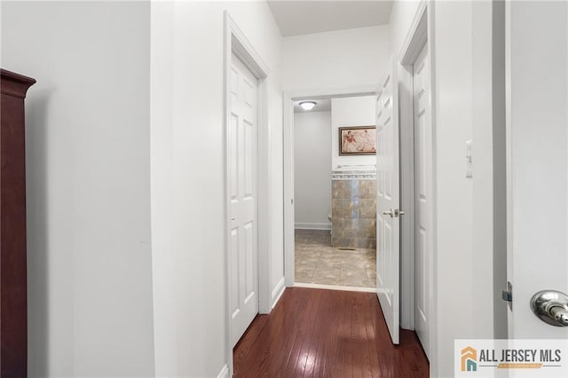 34 Schindler Ct Unit 17, Lawrence, NJ 08648 - corridor with dark wood-style flooring and baseboards