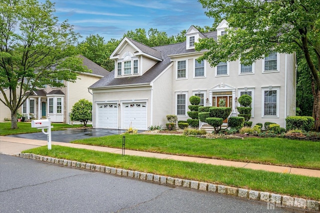 35 Fabiszewski Way, Parlin, NJ 08859 - colonial house featuring asphalt driveway, a front yard, and roof with shingles