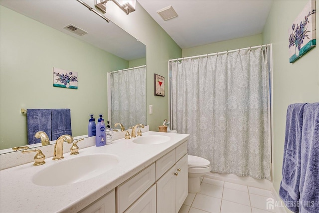 35 Fabiszewski Way, Parlin, NJ 08859 - bathroom with tile patterned flooring, toilet, double vanity, and curtained shower