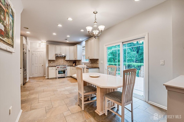 35 Fabiszewski Way, Parlin, NJ 08859 - dining space featuring recessed lighting, baseboards, a chandelier, and stone tile floors
