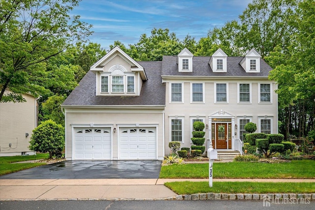 35 Fabiszewski Way, Parlin, NJ 08859 - view of front of house with asphalt driveway, a garage, a front lawn, and roof with shingles