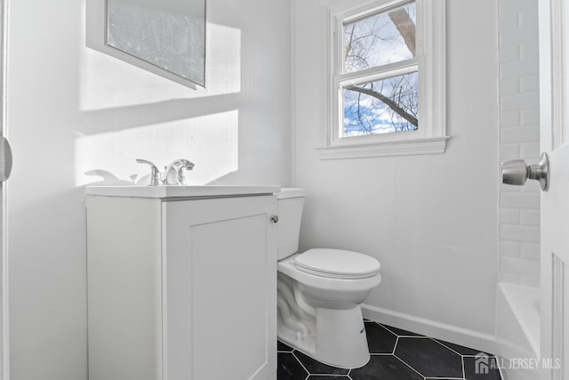 full bathroom with toilet, a bathing tub, a shower, and tile patterned floors