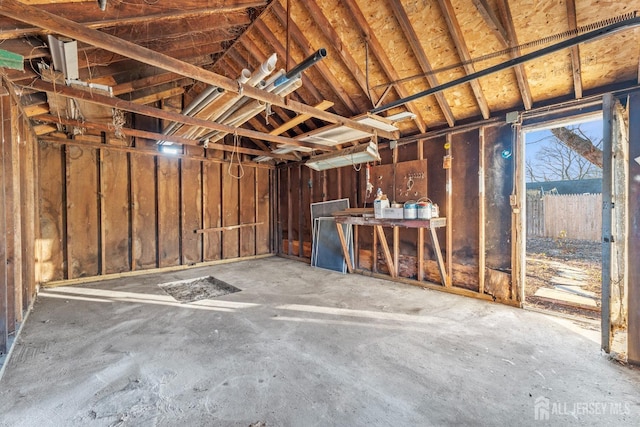 interior space with a garage