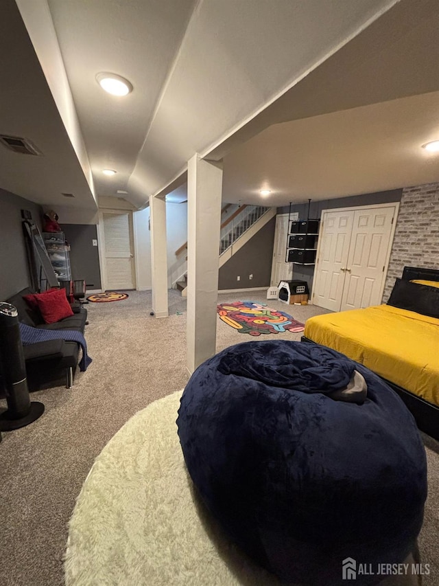 101 Michaels Ct, Woodbridge Proper, NJ 07095 - finished basement featuring carpet floors and stairway