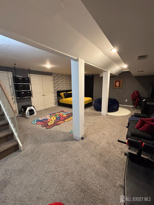 101 Michaels Ct, Woodbridge Proper, NJ 07095 - finished basement with carpet floors and stairs