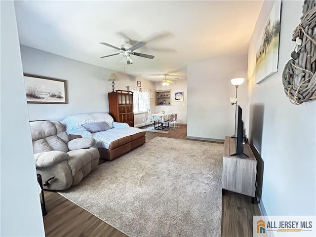 133 Pleasant Ave, Iselin, NJ 08830 - living room featuring ceiling fan and wood finished floors