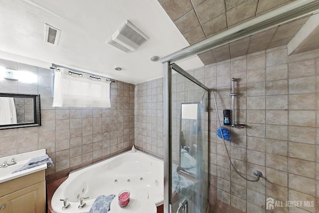 248 N 17th St N, Kenilworth, NJ 07033 - bathroom featuring vanity, a stall shower, and a tub with jets