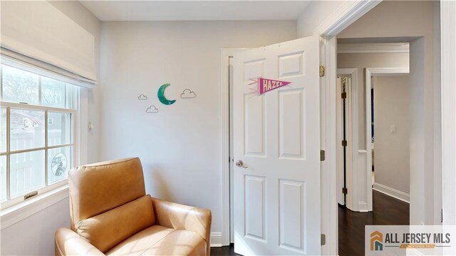 624 Lyman Ave, Woodbridge Proper, NJ 07095 - sitting room featuring baseboards and dark wood-style flooring