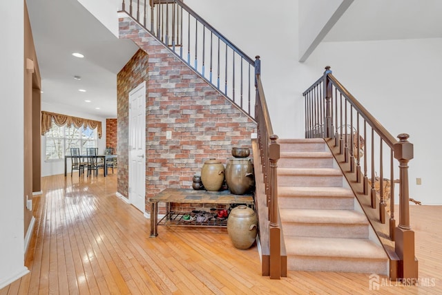 1 Kushnetki Rd, Parlin, NJ 08859 - staircase featuring hardwood / wood-style floors and recessed lighting