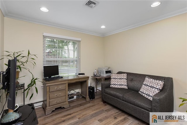 2 Belmar Rd Unit C, Monroe, NJ 08831 - home office with ornamental molding, wood finished floors, baseboards, and recessed lighting