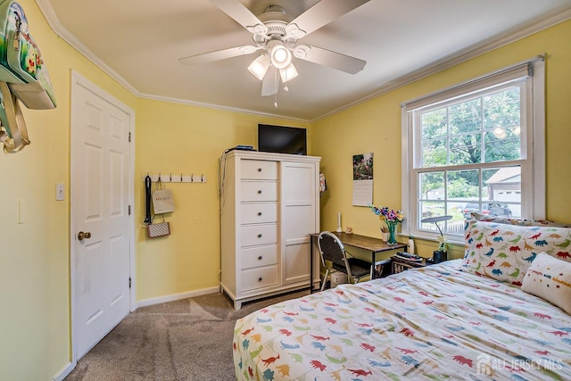 108 Morris Ave, Edison, NJ 08837 - bedroom with carpet flooring, ornamental molding, and a ceiling fan