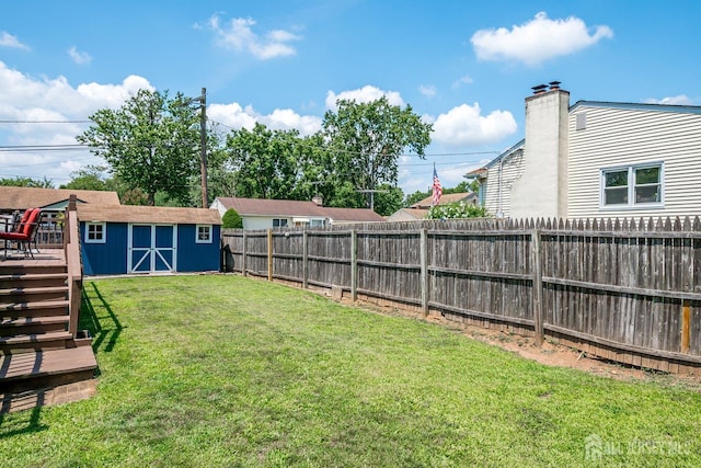 108 Morris Ave, Edison, NJ 08837 - fenced backyard featuring a storage shed and a wooden deck