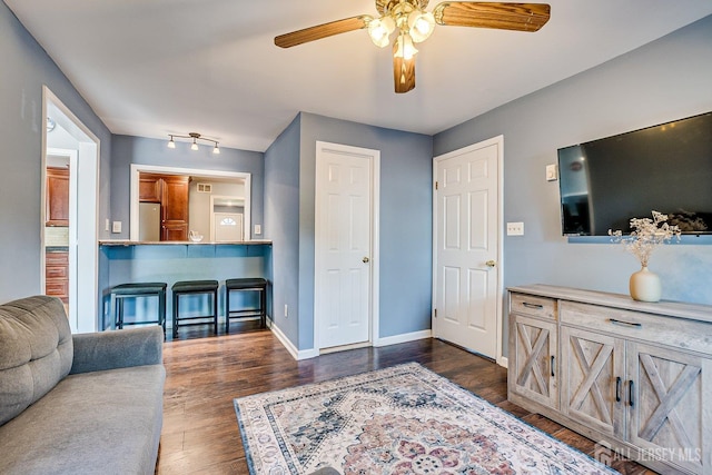 108 Morris Ave, Edison, NJ 08837 - living area featuring ceiling fan and dark wood finished floors