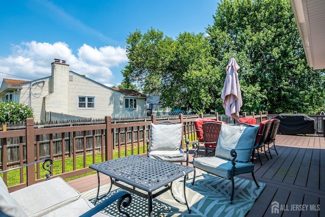 108 Morris Ave, Edison, NJ 08837 - wooden deck with outdoor dining space and a fenced backyard