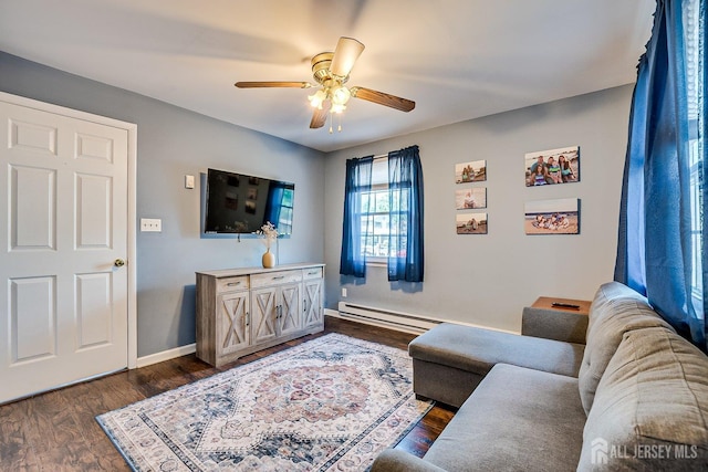 108 Morris Ave, Edison, NJ 08837 - living room featuring ceiling fan and dark wood-type flooring