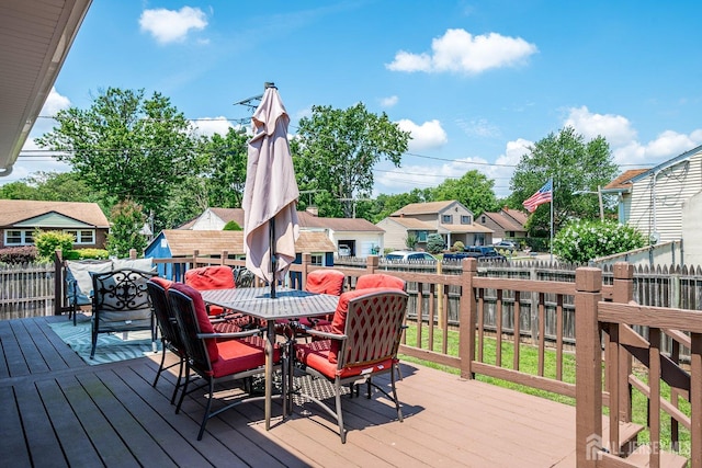 108 Morris Ave, Edison, NJ 08837 - deck with outdoor dining area, a fenced backyard, and a residential view