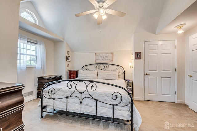108 Morris Ave, Edison, NJ 08837 - bedroom featuring vaulted ceiling, light colored carpet, and a ceiling fan