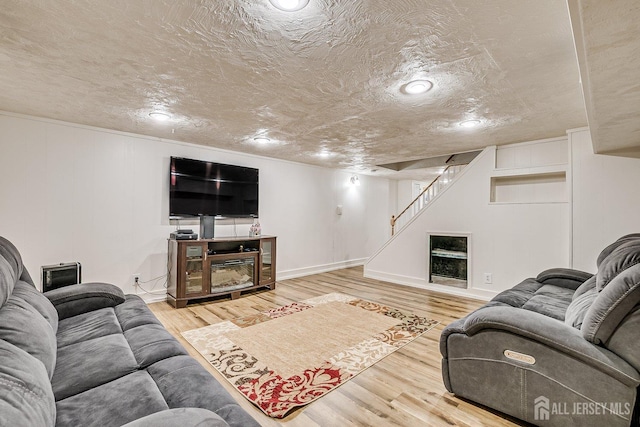 108 Morris Ave, Edison, NJ 08837 - living room featuring wood finished floors, stairway, and recessed lighting
