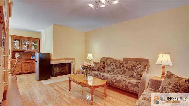 1141 Schmidt Ln, North Brunswick, NJ 08902 - living room featuring light wood finished floors and a fireplace
