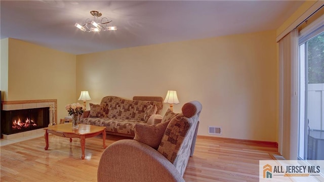 1141 Schmidt Ln, North Brunswick, NJ 08902 - living area featuring light wood finished floors, a fireplace, and baseboards