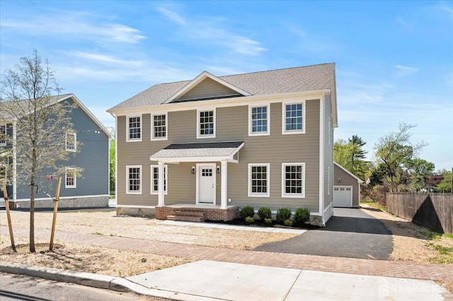 440 Ellisdale Rd, Chesterfield, NJ 08515 - colonial-style house featuring a porch, a garage, and fence
