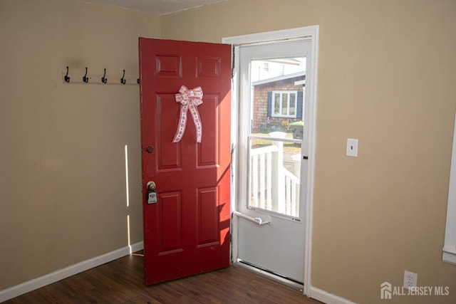 51 Shadyside Ave, Old Bridge, NJ 08879 - foyer with baseboards and dark wood finished floors