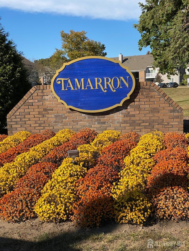 view of community sign