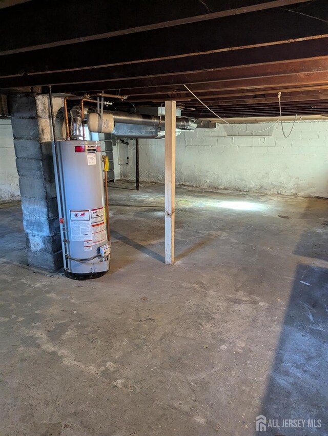 basement with gas water heater