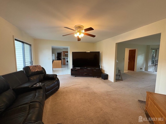 4 La Valencia Rd, Old Bridge, NJ 08857 - living room with a ceiling fan and light colored carpet