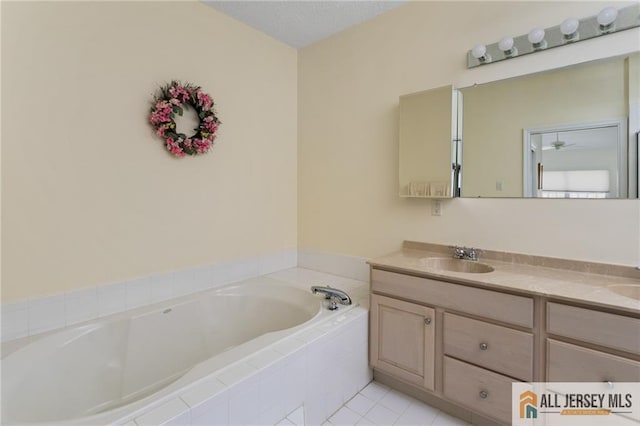 31 Cameron Ct, Monroe, NJ 08831 - full bathroom featuring a garden tub, double vanity, and tile patterned floors