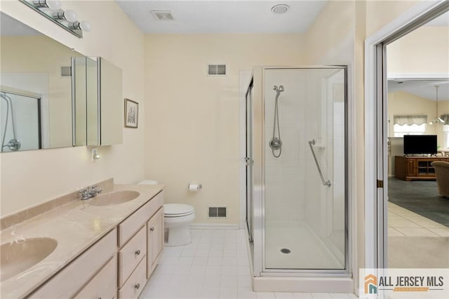 31 Cameron Ct, Monroe, NJ 08831 - full bathroom with a shower stall, double vanity, tile patterned floors, and toilet