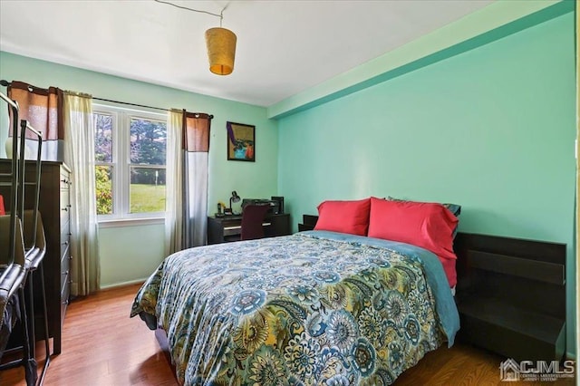 bedroom with hardwood / wood-style floors