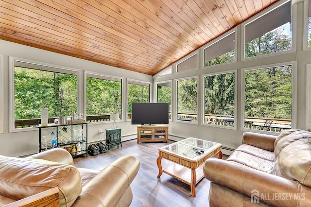 34 Stony Brook Rd, Blairstown, NJ 07825 - sunroom featuring vaulted ceiling, plenty of natural light, and a baseboard radiator