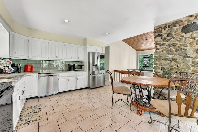 34 Stony Brook Rd, Blairstown, NJ 07825 - kitchen with appliances with stainless steel finishes, tasteful backsplash, white cabinetry, and recessed lighting