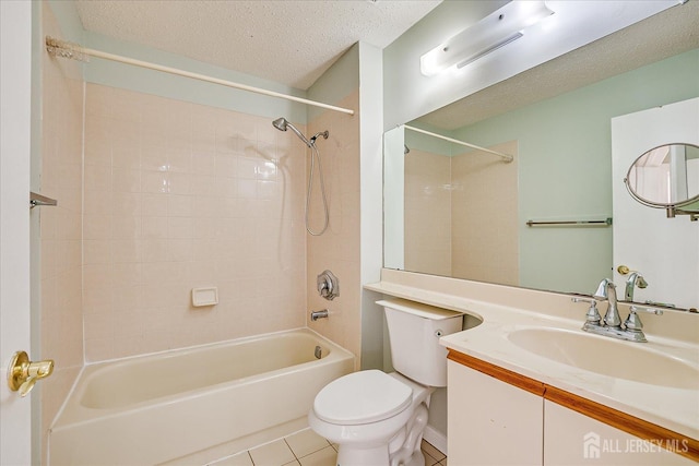 68 Kelly Dr, Edison, NJ 08820 - bathroom featuring a textured ceiling, shower / bathtub combination, tile patterned floors, and vanity