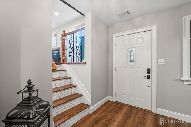 31 Brunswick Dr, Howell, NJ 07731 - foyer entrance featuring wood finished floors, stairway, and recessed lighting