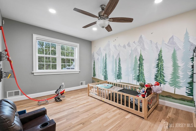 31 Brunswick Dr, Howell, NJ 07731 - workout area featuring ceiling fan, recessed lighting, and wood finished floors