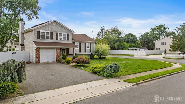 31 Brunswick Dr, Howell, NJ 07731 - split level home featuring a chimney, driveway, a garage, and brick siding