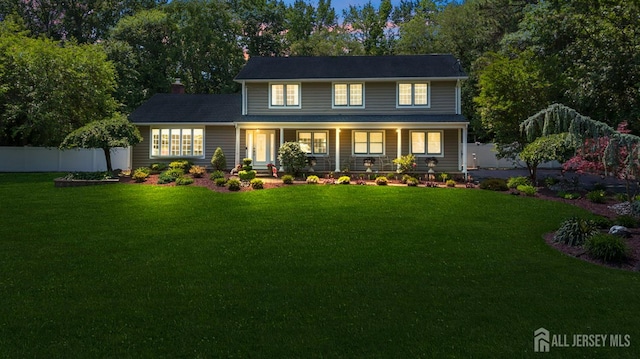 8 Garvey Dr, Monroe, NJ 08831 - view of front facade featuring covered porch and a chimney