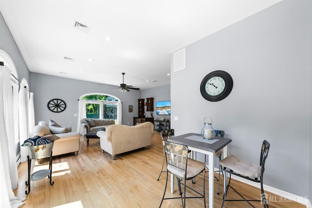 8 Garvey Dr, Monroe, NJ 08831 - living area featuring a ceiling fan, light wood finished floors, recessed lighting, and a baseboard radiator