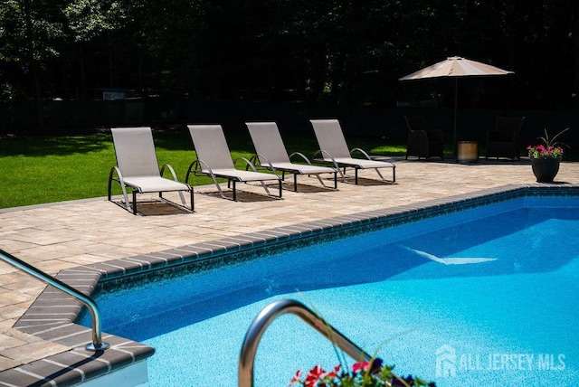 8 Garvey Dr, Monroe, NJ 08831 - swimming pool featuring a patio area and a lawn